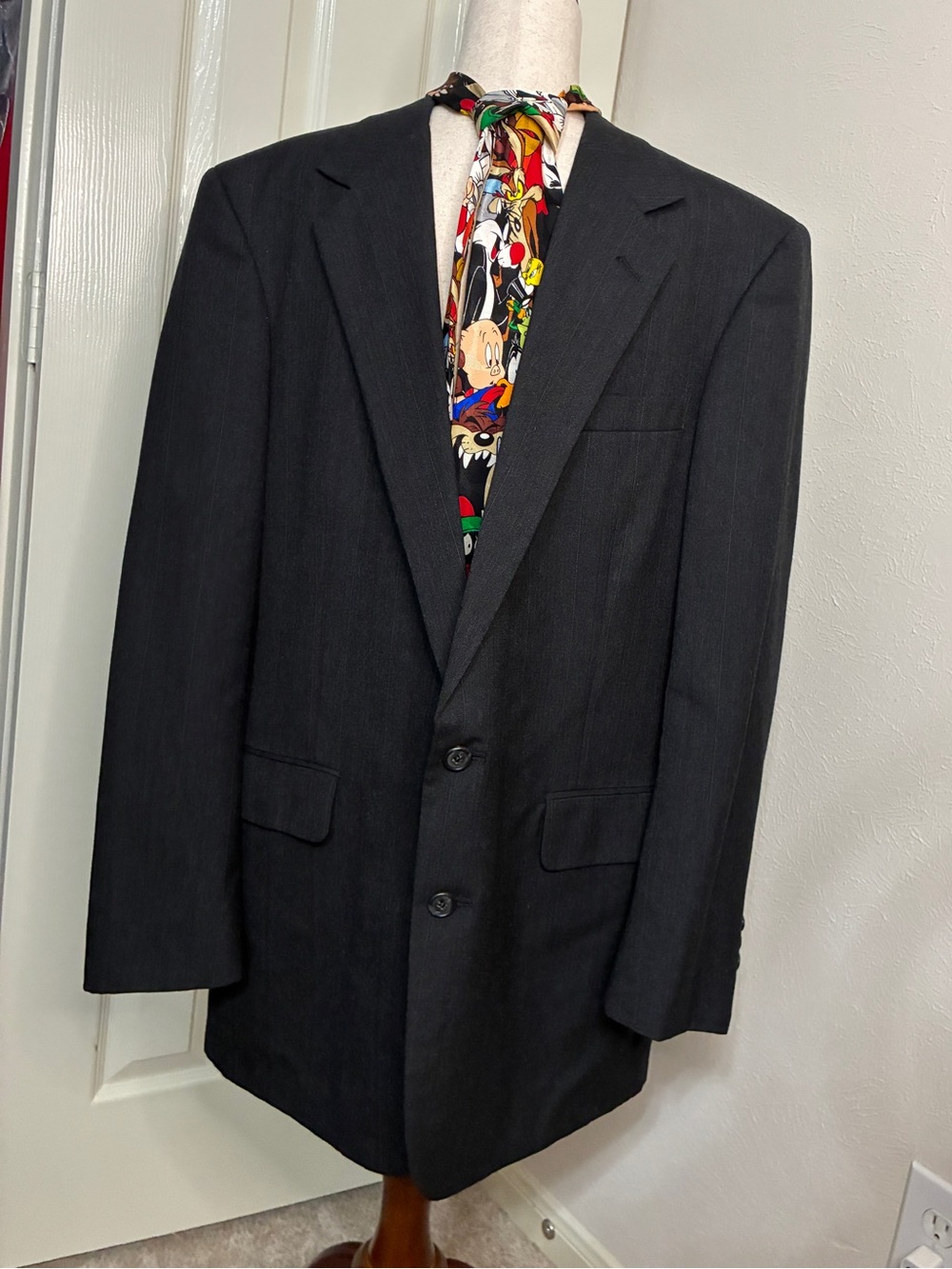 Macy’s Christopher Hayes Men’s Size 44L Vintage 100% Wool 2-Button Blazer Blk